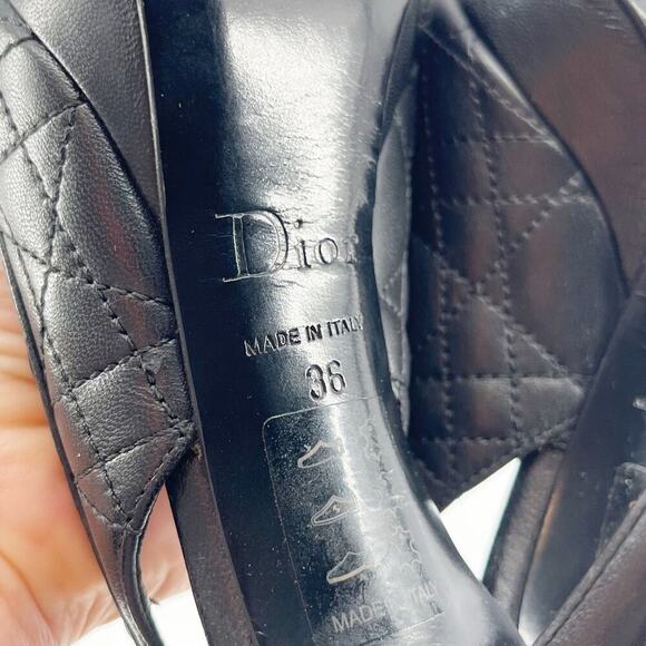 Dior Black Cannage Patent and Leather Bow CD Logo Slingback Pump size 36 - Picture 11 of 11